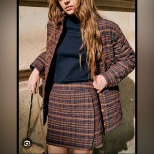 Sezane Tania Skirt in Ivan Burgundy Tartan